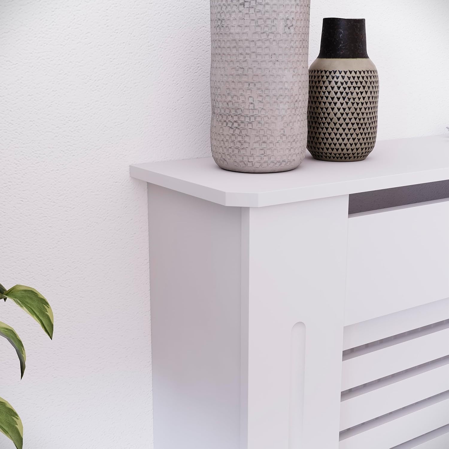 Small White Radiator Cover Modern MDF Painted Cabinet Space Saving Design