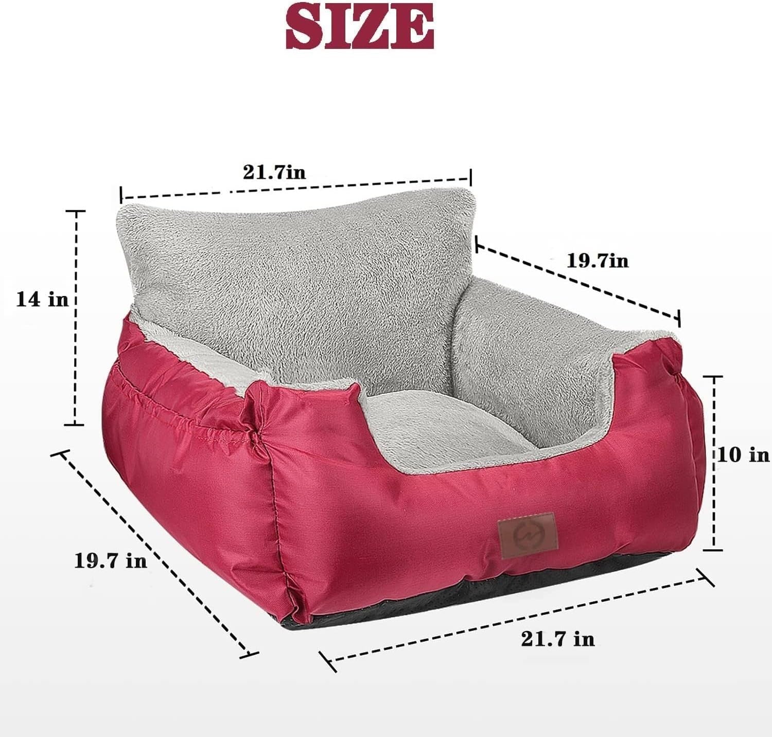 Waterproof Dog Car Booster Seat Plush Travel Bed Safety Leash Red