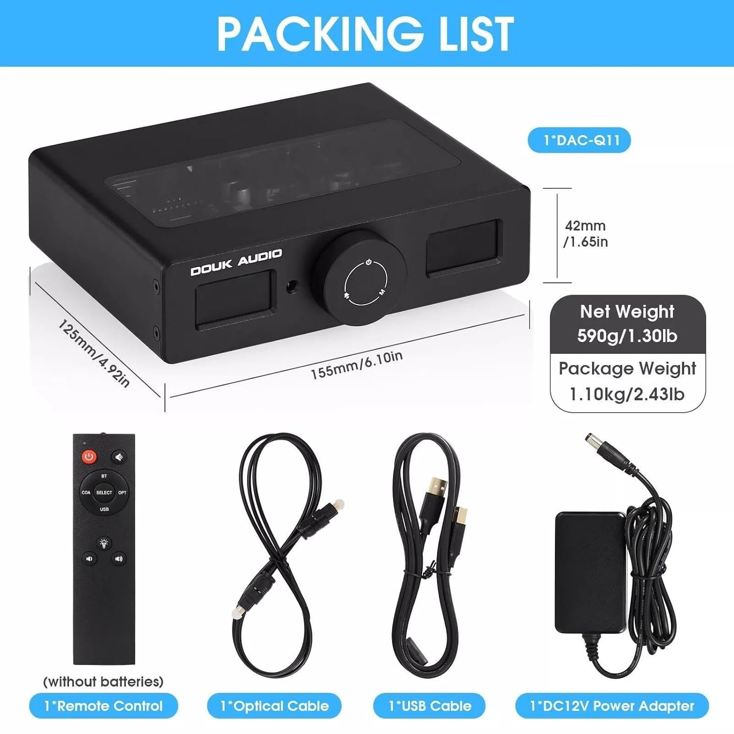 Dual DAC Audio Converter ESS9038Q2M AK4493 USB DSD256 HiFi RCA Optical