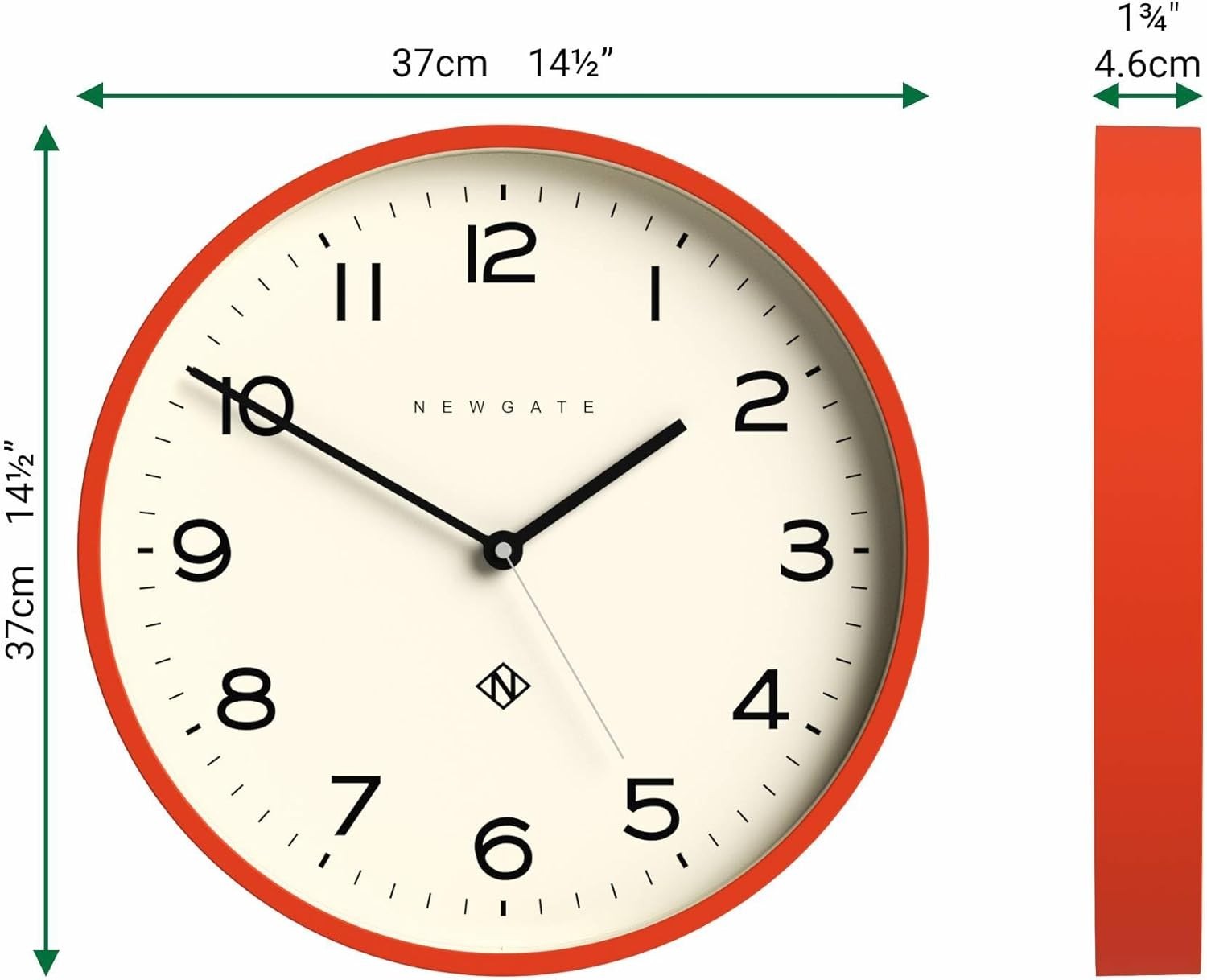 Modern Round Wall Clock 37cm | Easy-Read Numbers | Kitchen, Living Room