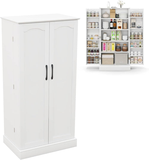 Kitchen Cupboard Pantry Cabinet with 17 Shelves & 2 Doors White