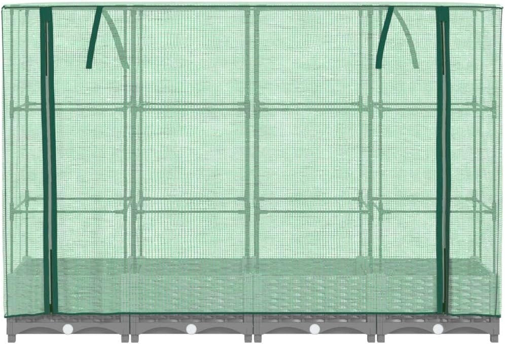 Extra Large Light Grey Rattan Look Raised Garden Bed with Greenhouse Cover