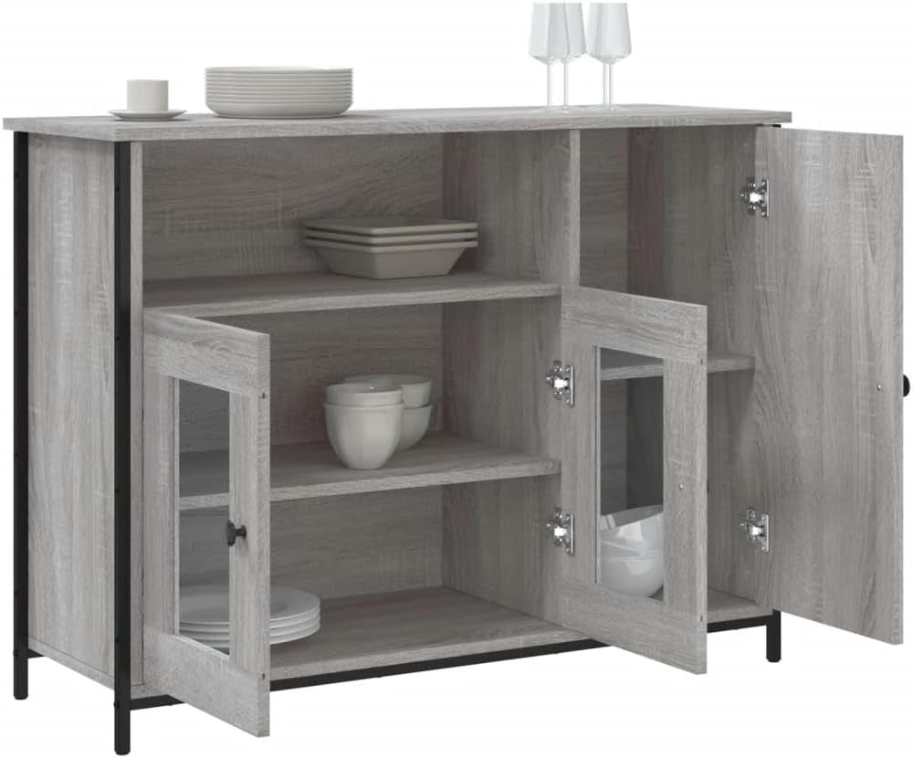 Modern Grey Sideboard Cabinet Storage Unit with Doors Shelves 100cm
