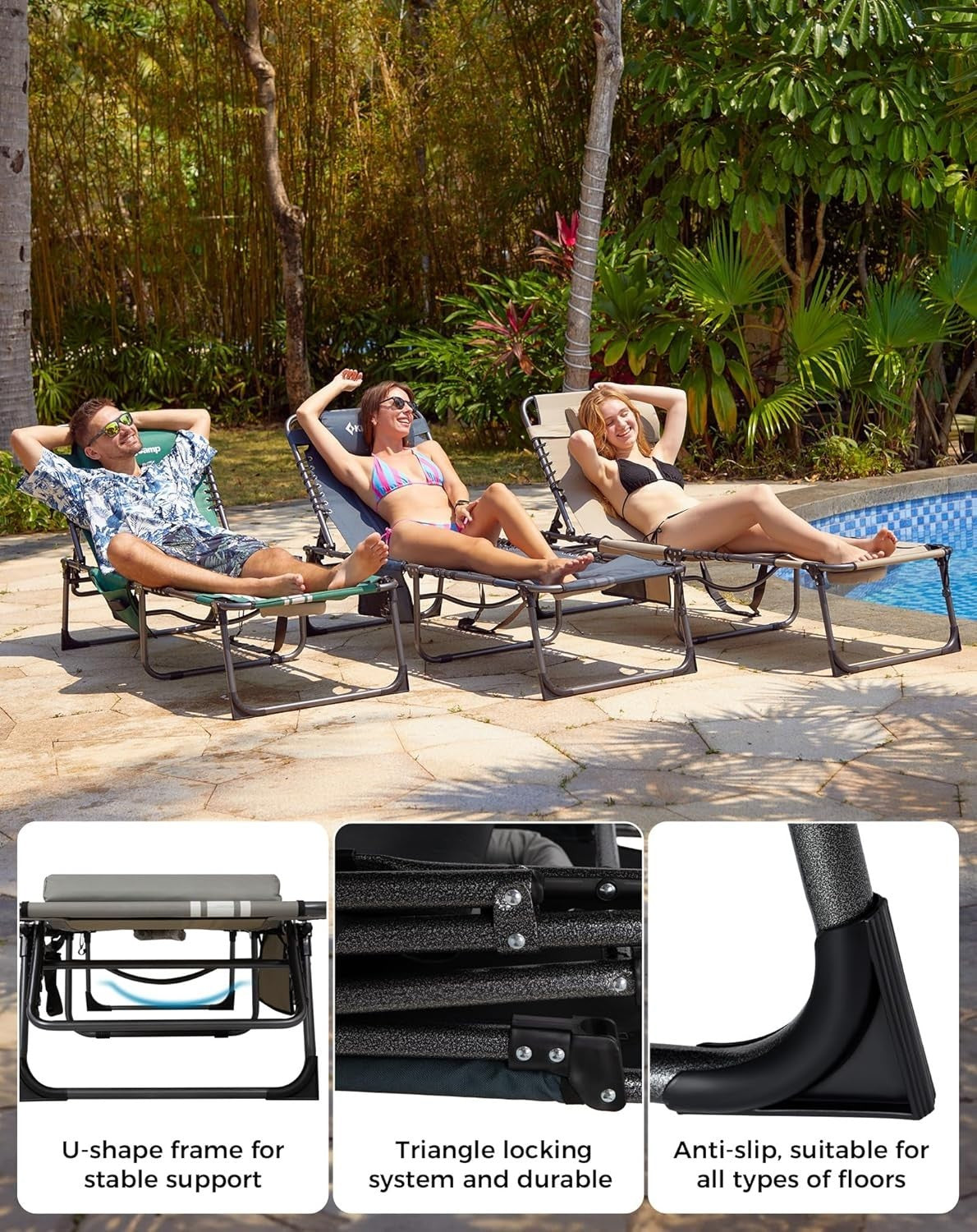 Reclining Folding Sun Lounger w/ Face Hole Garden Bed Chair Beach Patio Spa