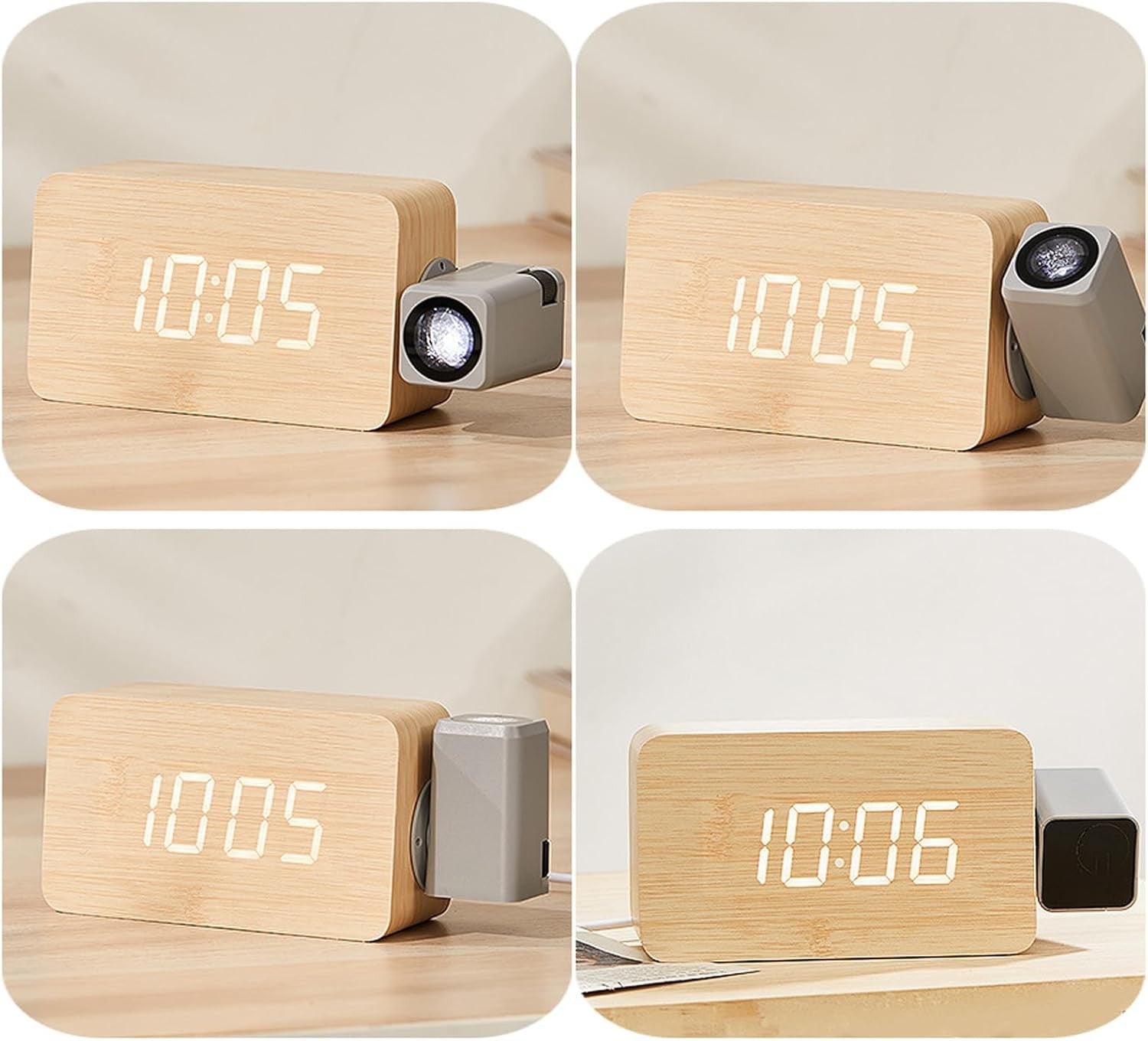 Projection Alarm Clock 180° Ceiling Wall LED Display Loud Alarm Bedroom