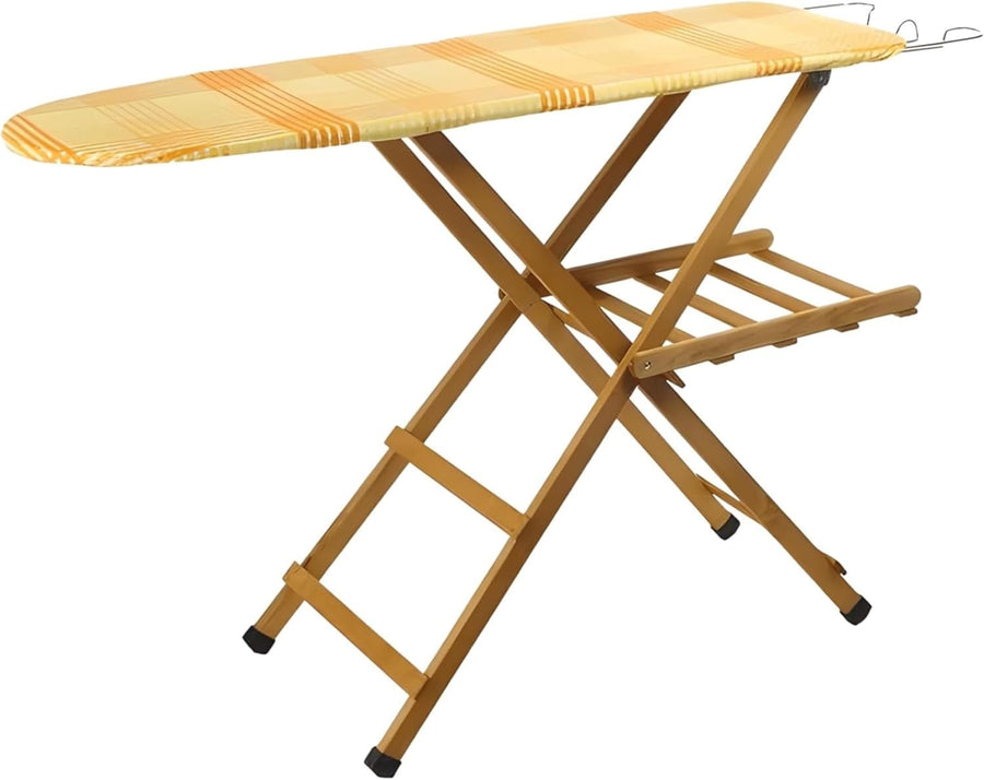 Wooden Ironing Board Adjustable Height Folding Beech Wood Large 141cm
