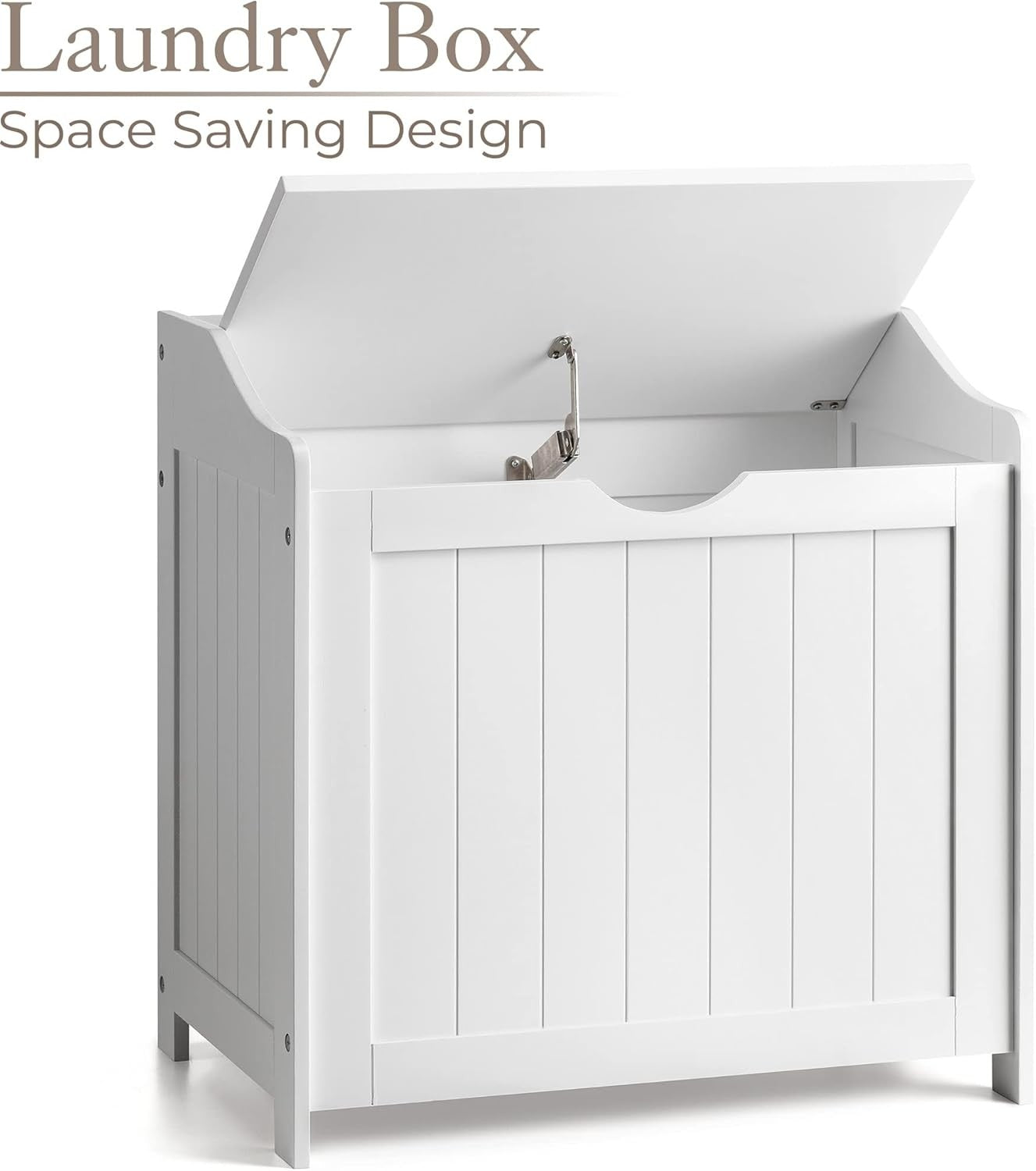 Wooden Laundry Storage Box Bathroom Hamper Cabinet Linen Clothes Chest White