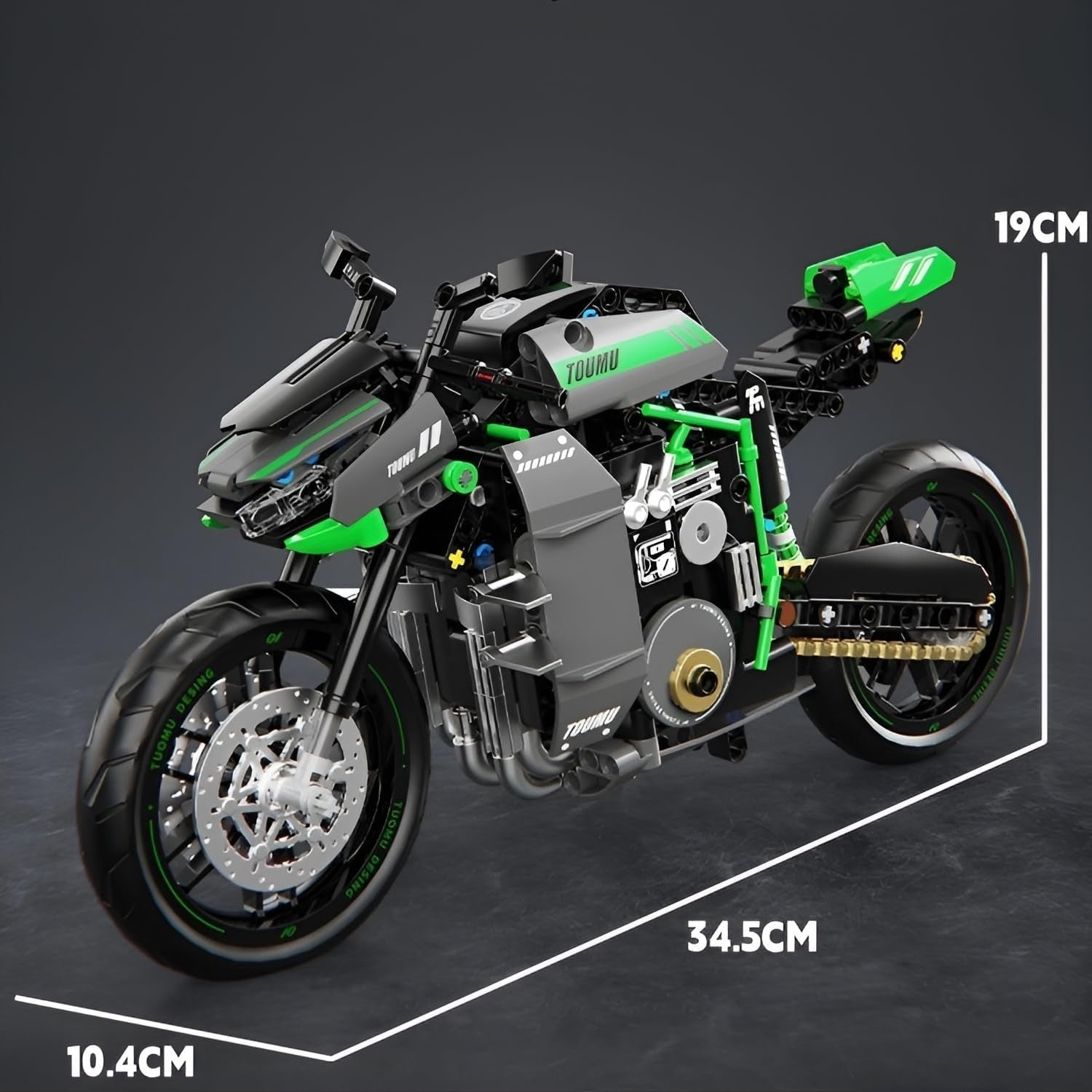 460-Piece Motorcycle Building Kit with Full-Color Instructions & Display