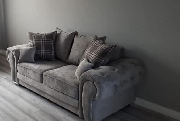Grey 3 Seater Chesterfield Sofa Tufted UK Upholstered Living Room Couch