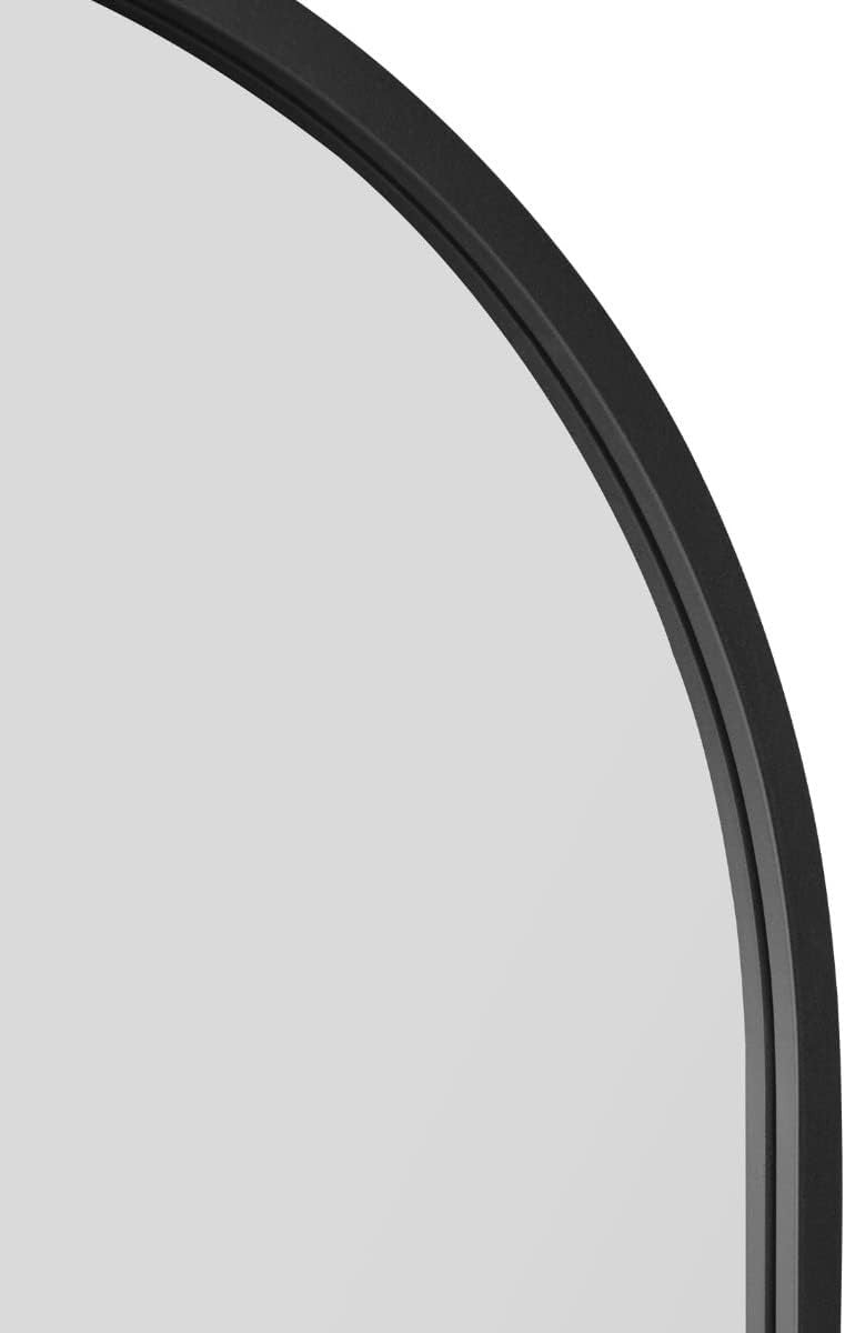 Modern Black Metal Arched Wall Mirror 140x70cm Leaner & Wall Mount