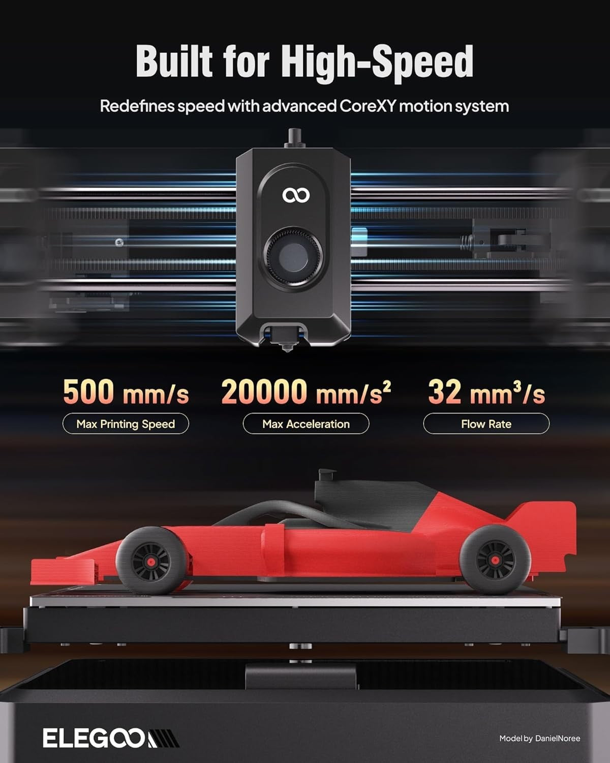 CoreXY High-Speed 3D Printer 500mm/s Auto Level 320°C Nozzle Camera