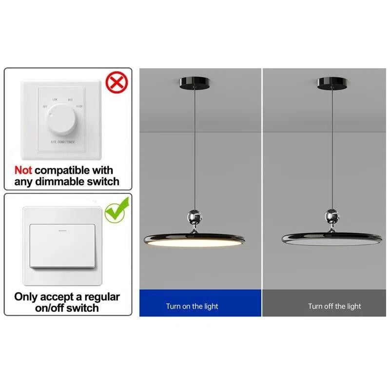 Dimmable LED Pendant Ceiling Light Remote Control Modern Hanging Chandelier