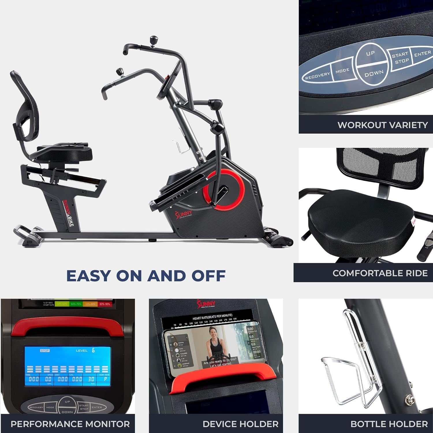 Recumbent Cross Trainer Smart Bluetooth Elliptical Bike 16-Level Magnetic