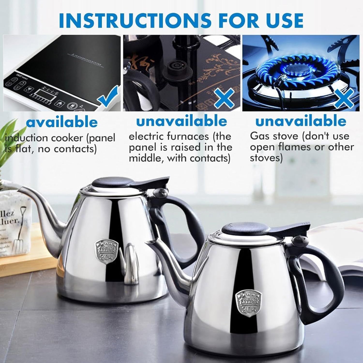 Stainless Steel Teapot 1.2L Stove Top Tea Coffee Pot Heat Resistant Handle