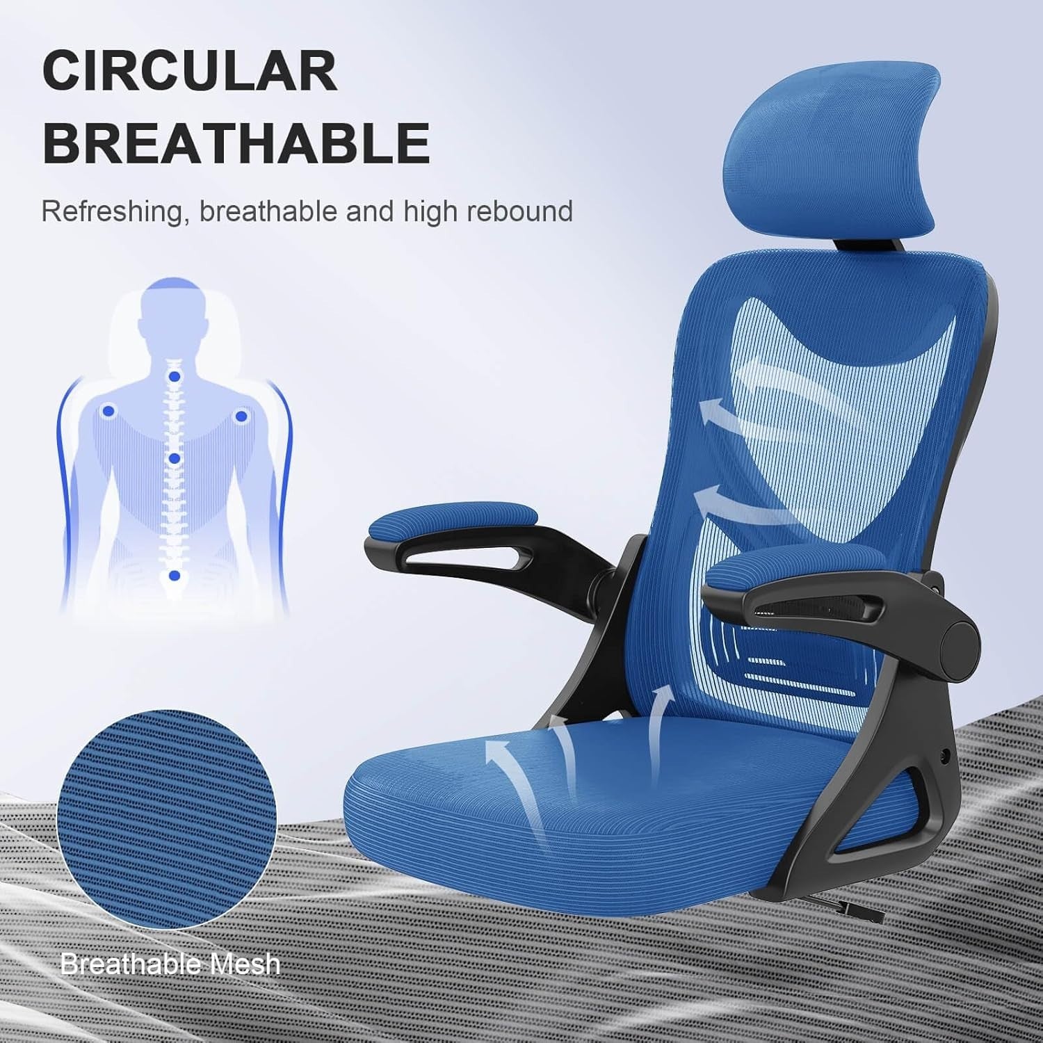 Ergonomic Mesh Office Chair High Back Swivel Desk Chair Flip-Up Arms Adjustable