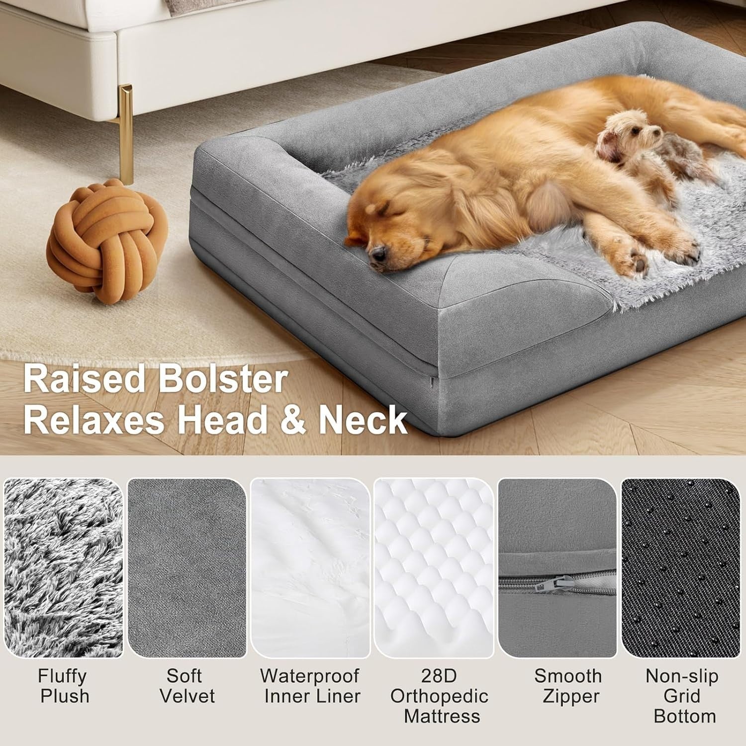 Orthopedic Dog Bed 9.5cm Memory Foam Sofa Washable