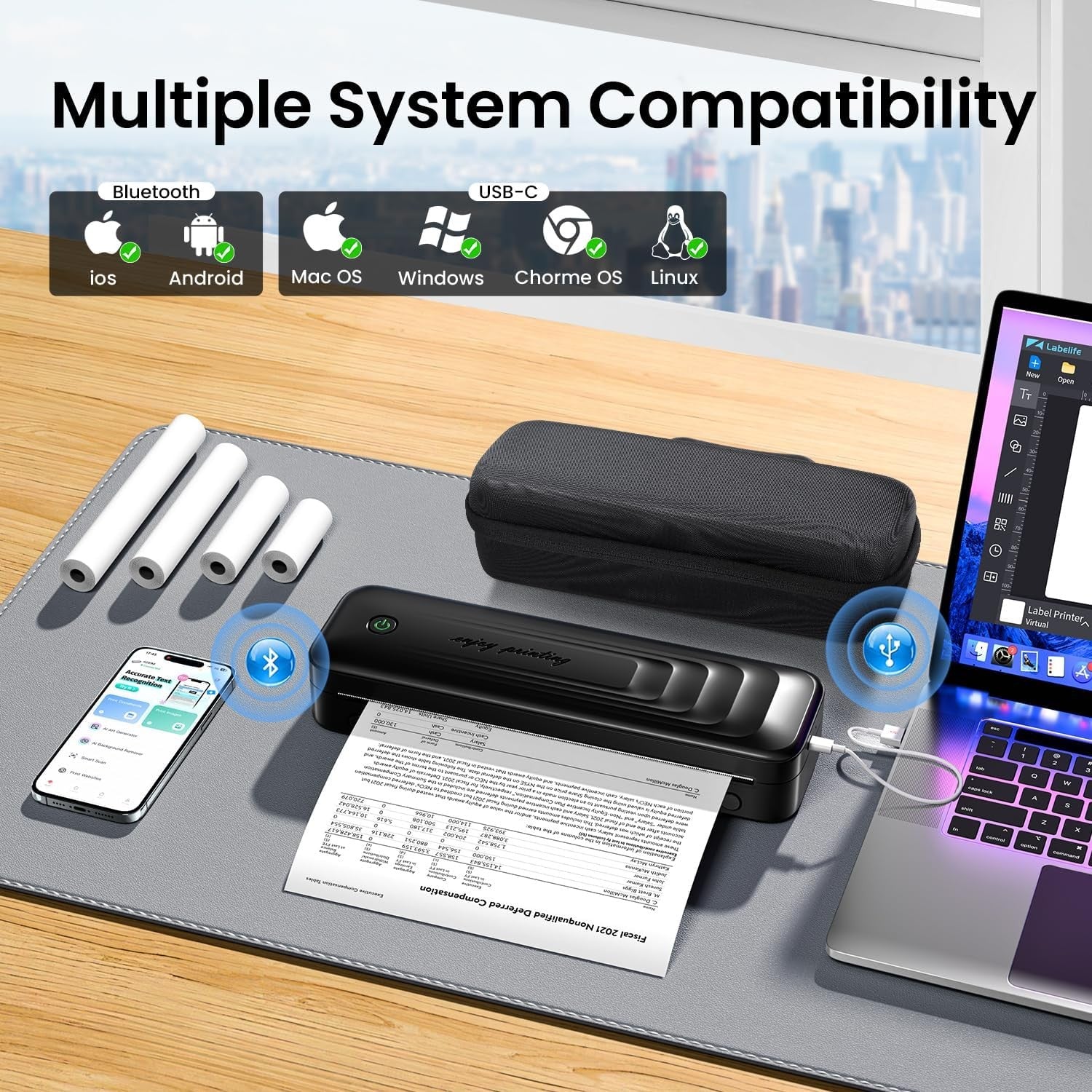 Portable A4 Thermal Printer Bluetooth Mobile Printer – TATTMUSE