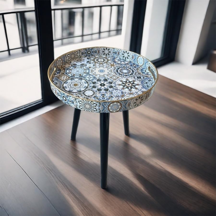 Bohemian Round Side Table – 50x38x38cm Detachable Legs