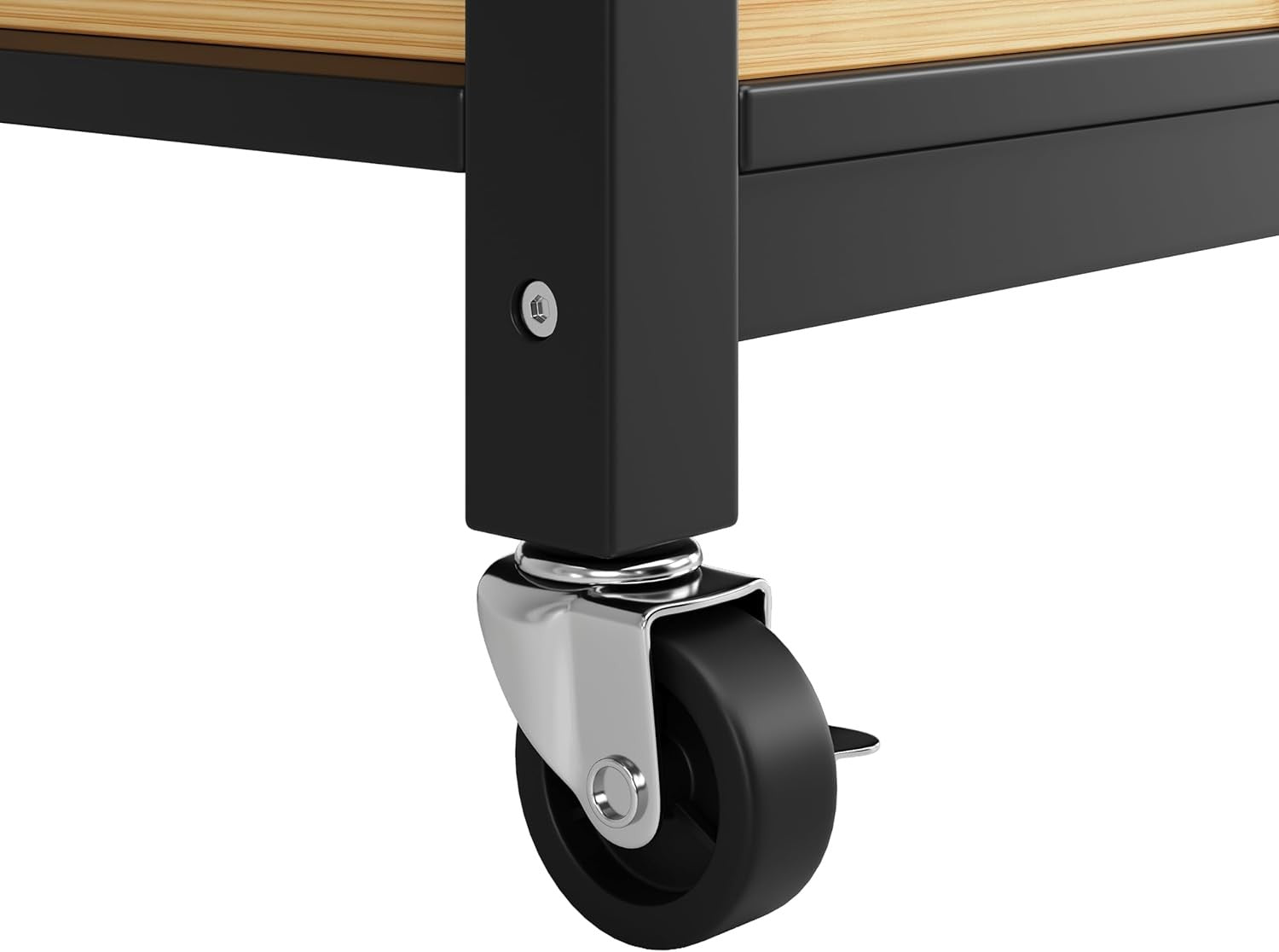 Kitchen Island Trolley on Wheels Expandable Top 3 Drawers Storage Black