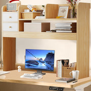 36.6" Wooden Desk Hutch Shelf | 4-Tier Desktop Bookshelf Organizer for Office