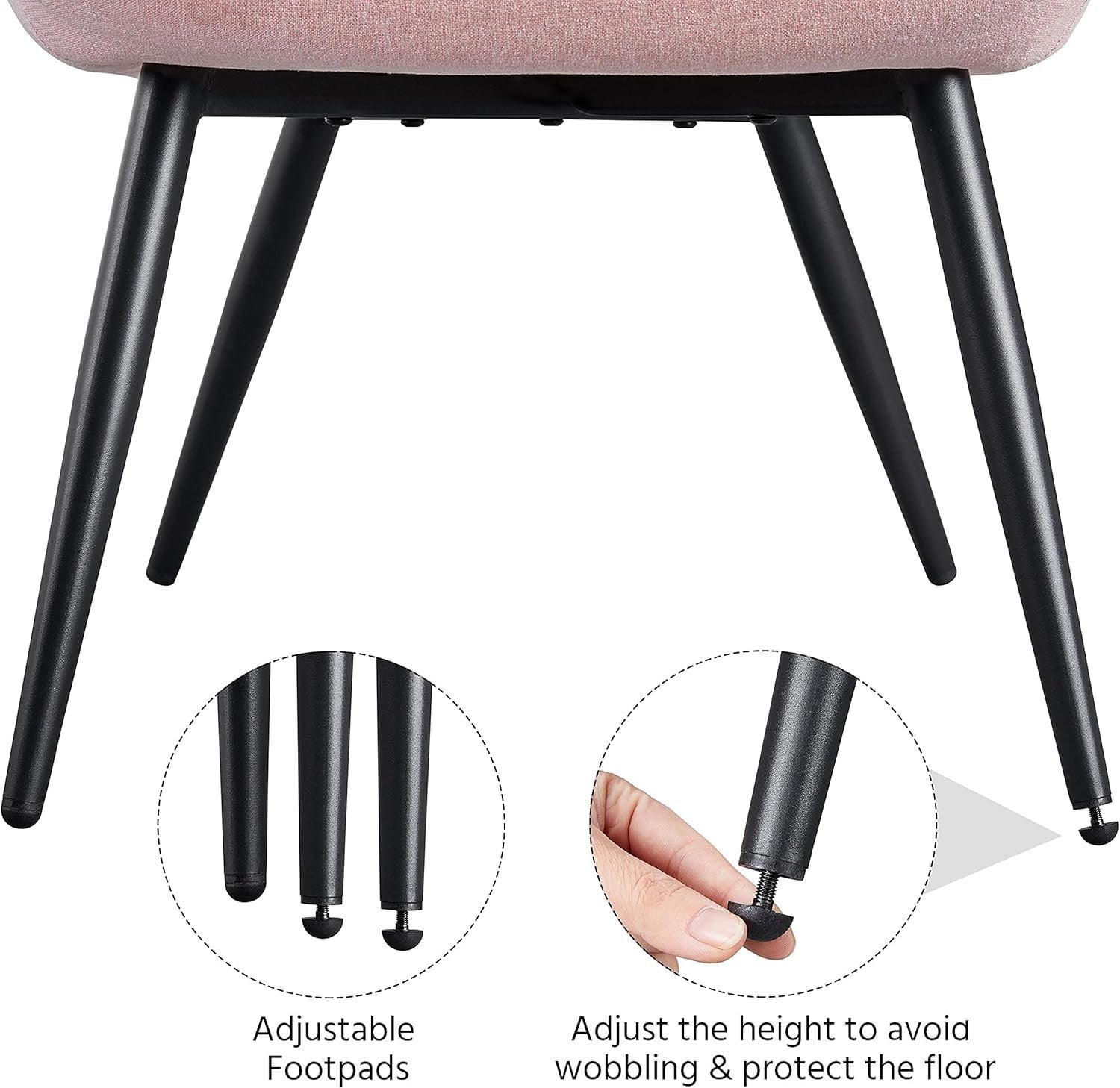 Pink Linen Tub Chair Curved High Back Accent Vanity Armchair