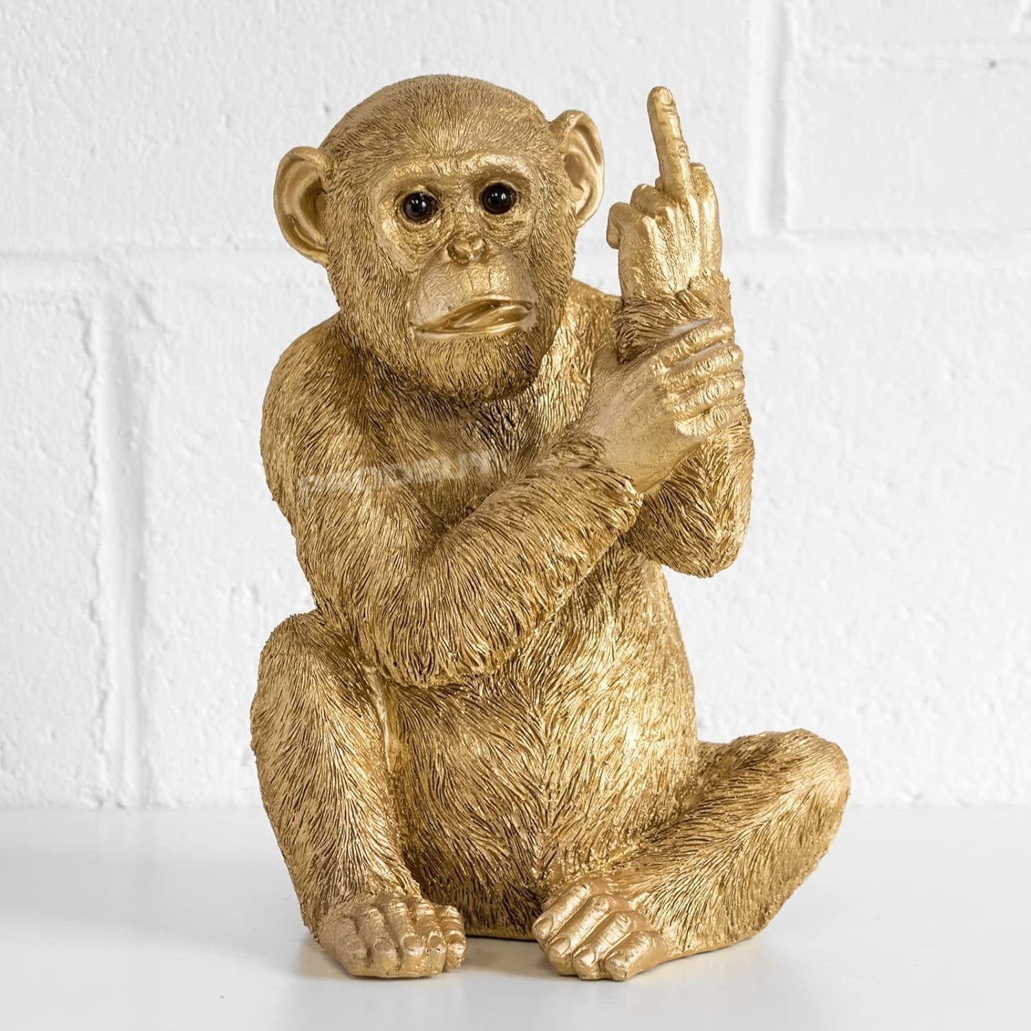 Large Gold Rude Monkey Ornament Resin Statue Funny Home Decor Figurine 30.5cm