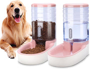 3.8L Pet Feeder & Water Dispenser Set Automatic Gravity Feeding Station