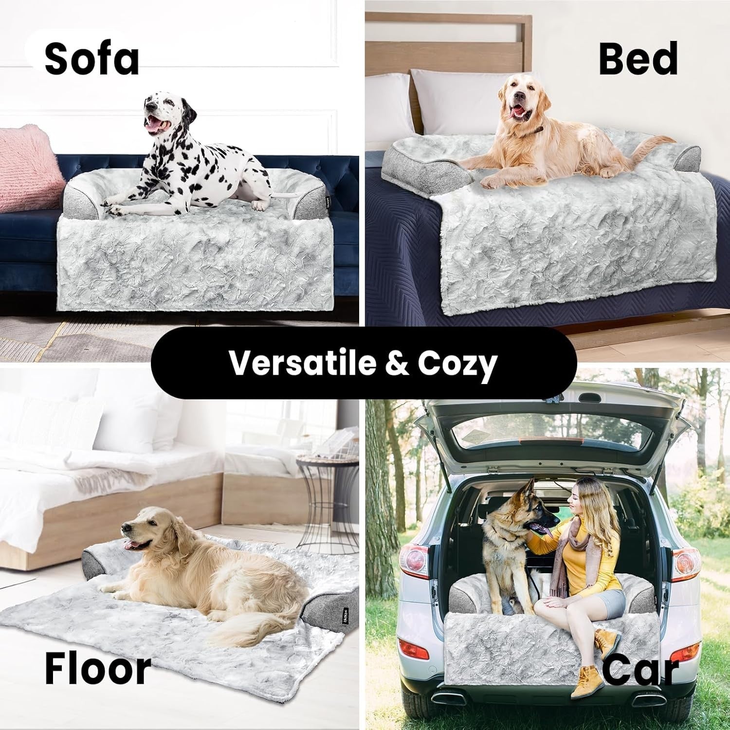 Large Orthopedic Dog Sofa Bed 104x94x12.5cm Faux Fur