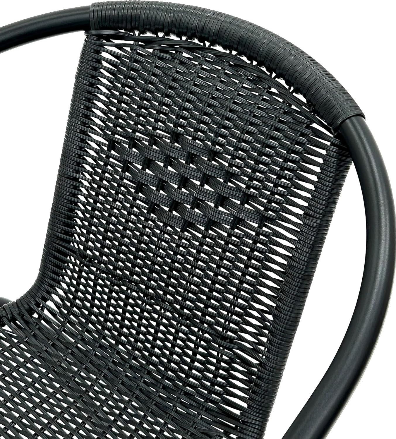 Black Rattan Garden Chair Stackable Bistro Patio Cafe Outdoor Seating
