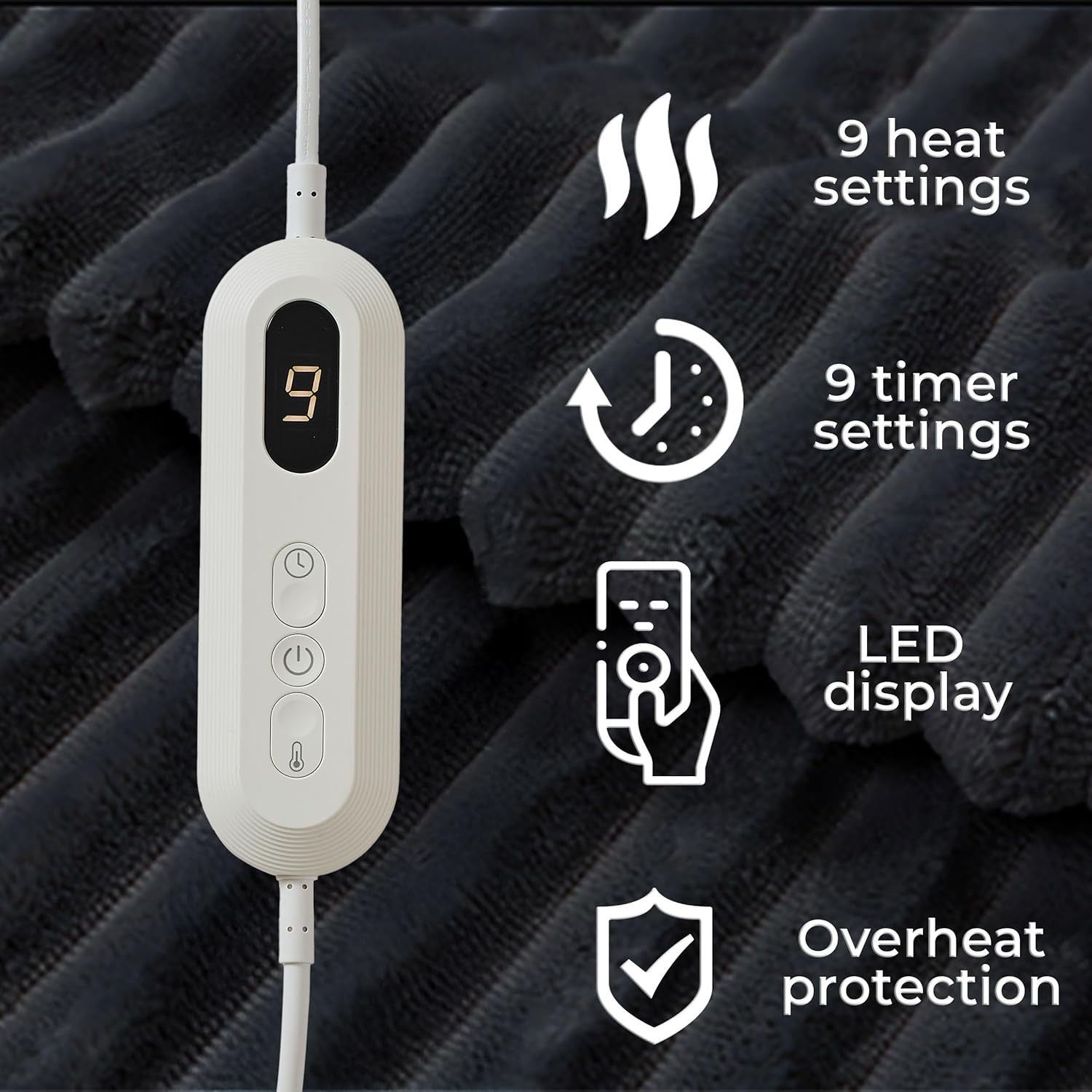 Electric Heated Blanket Throw Fleece Overblanket Timer Washable