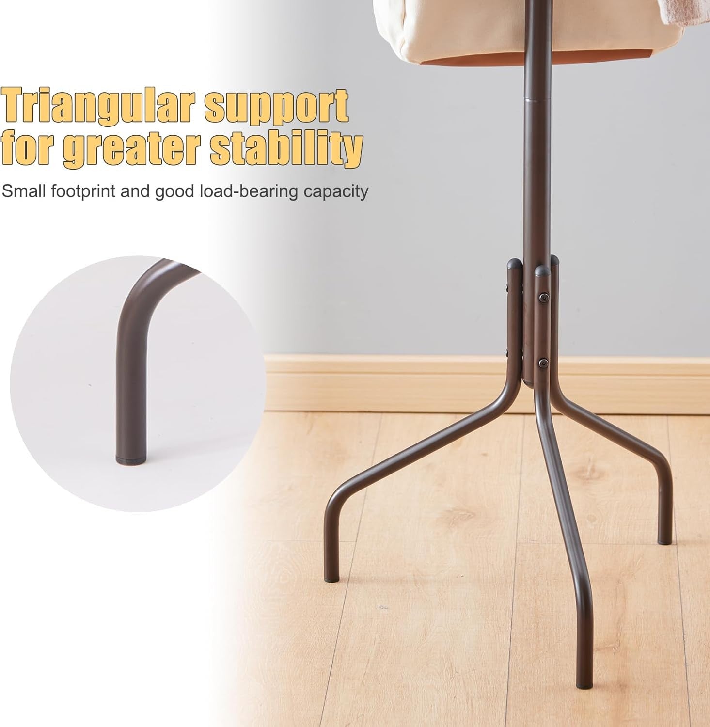 Freestanding Coat Rack with 12 Hooks | Brown Metal Hat & Scarf Stand
