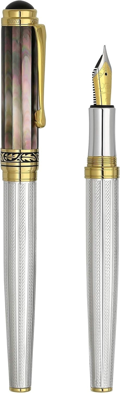 Luxury Black Mother of Pearl Fountain Pen Fine Nib Refillable 148mm