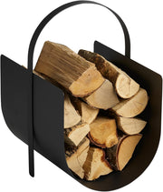 Portable Steel Firewood Log Basket with Handle – Durable Indoor Wood Storage, 33