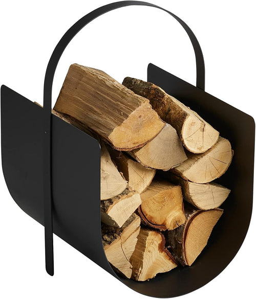 Portable Steel Firewood Log Basket with Handle – Durable Indoor Wood Storage, 33