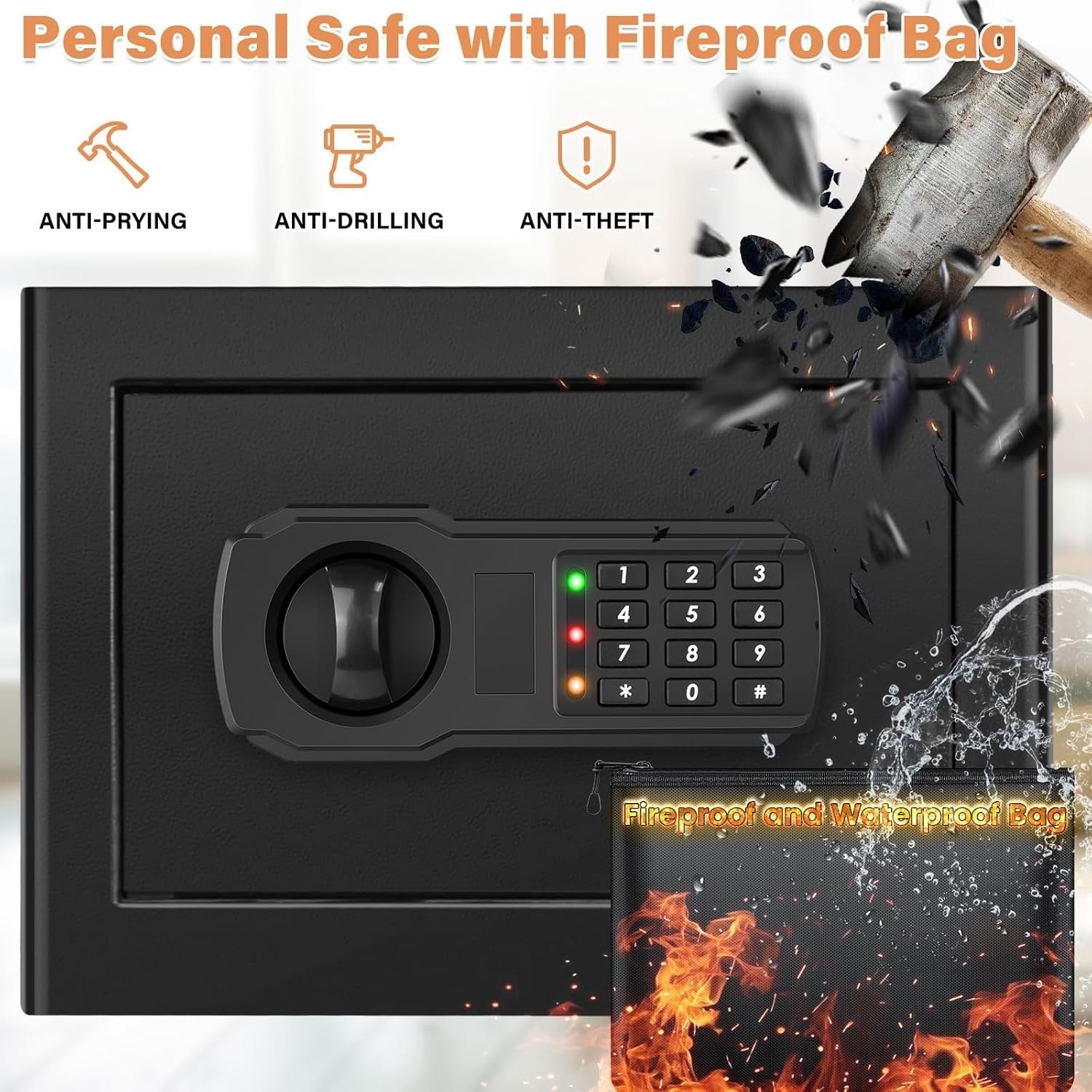 22L Fireproof Safe Box Digital Keypad Cash Document Home Security