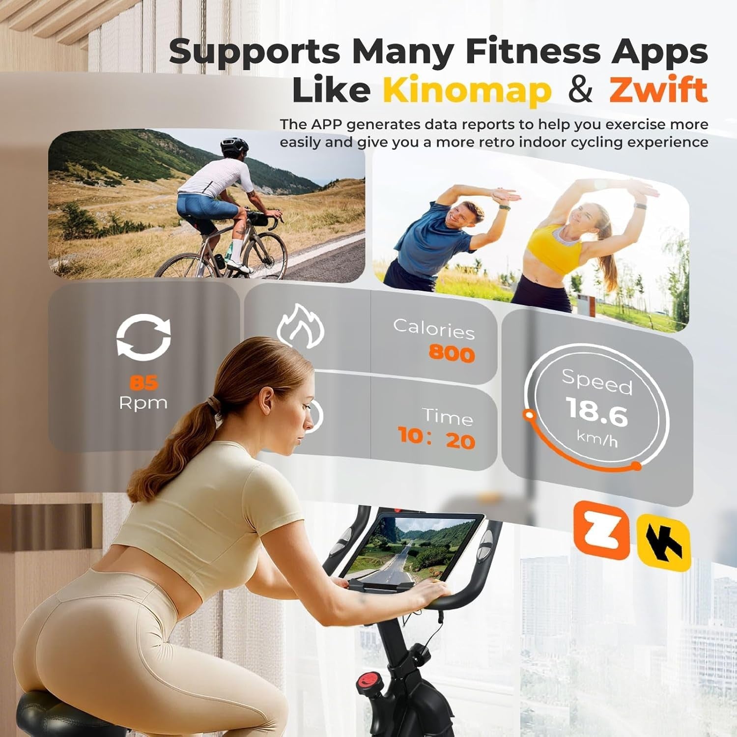 Magnetic Indoor Exercise Bike w/ LCD Monitor, Adjustable Seat & Quiet Belt Drive