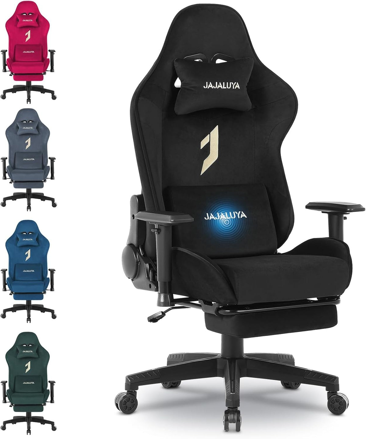 Gaming Chair with Footrest Massage Ergonomic Office Chair Black