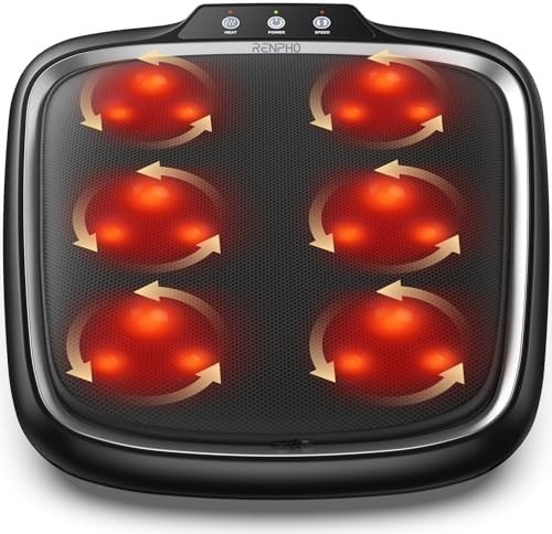 Electric Shiatsu Foot & Back Massager with Heat, Deep Kneading, Portable