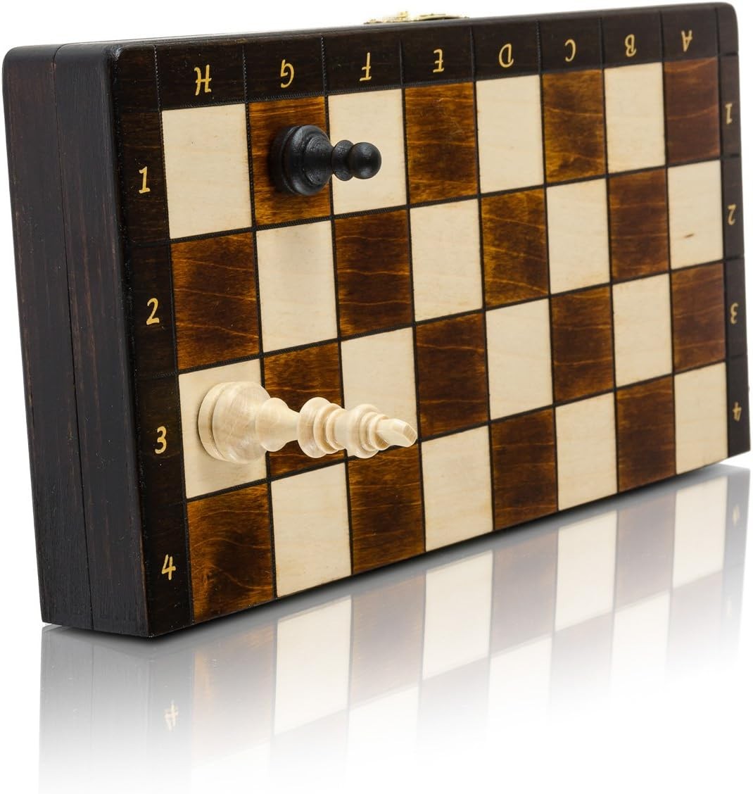 Magnetic 28cm Wooden Chess Set | Portable Folding Travel Board | Handcrafted Gam