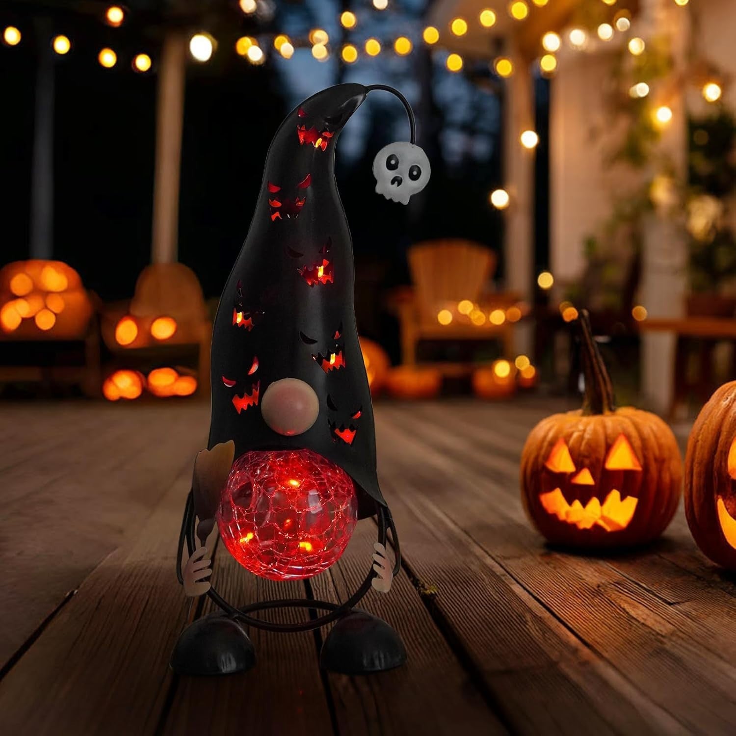 Solar Gnome Light 32cm Halloween Garden Decor LED Outdoor Spooky Ornament