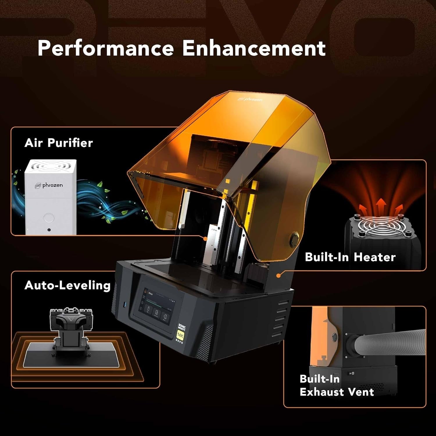 14K Resin 3D Printer Auto Leveling Heater Exhaust Large Build