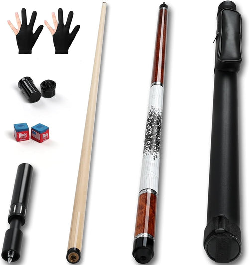 58in Pool Cue 13mm Tip Canadian Maple 20oz With Extension Case & Glove