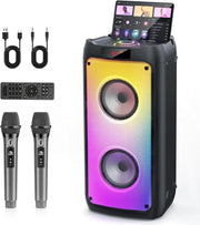 Portable Karaoke Machine 2 Wireless Bluetooth PA Speaker LED