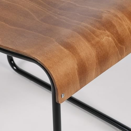 Industrial Retro Dining Chair Stackable Metal Frame Plywood Seat