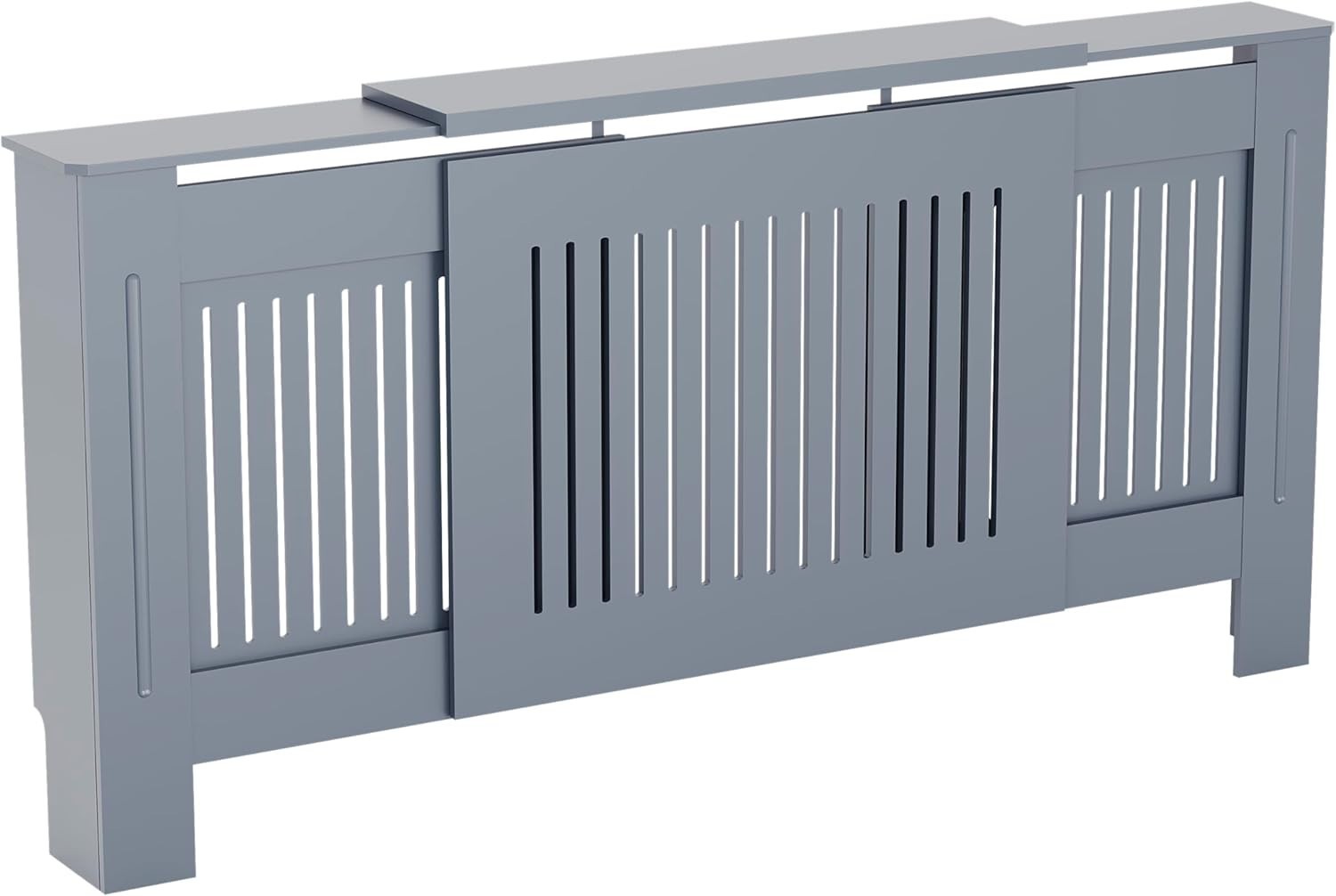 Adjustable Grey Radiator Cover | Modern MDF Slatted Heating Cabinet