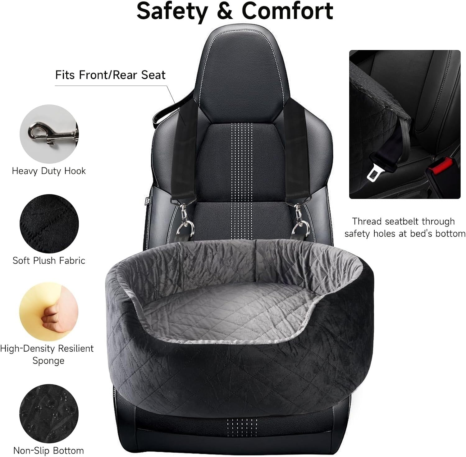 Elevated Dog Car Bed Seat Washable Pet Travel Booster Up To 35lbs