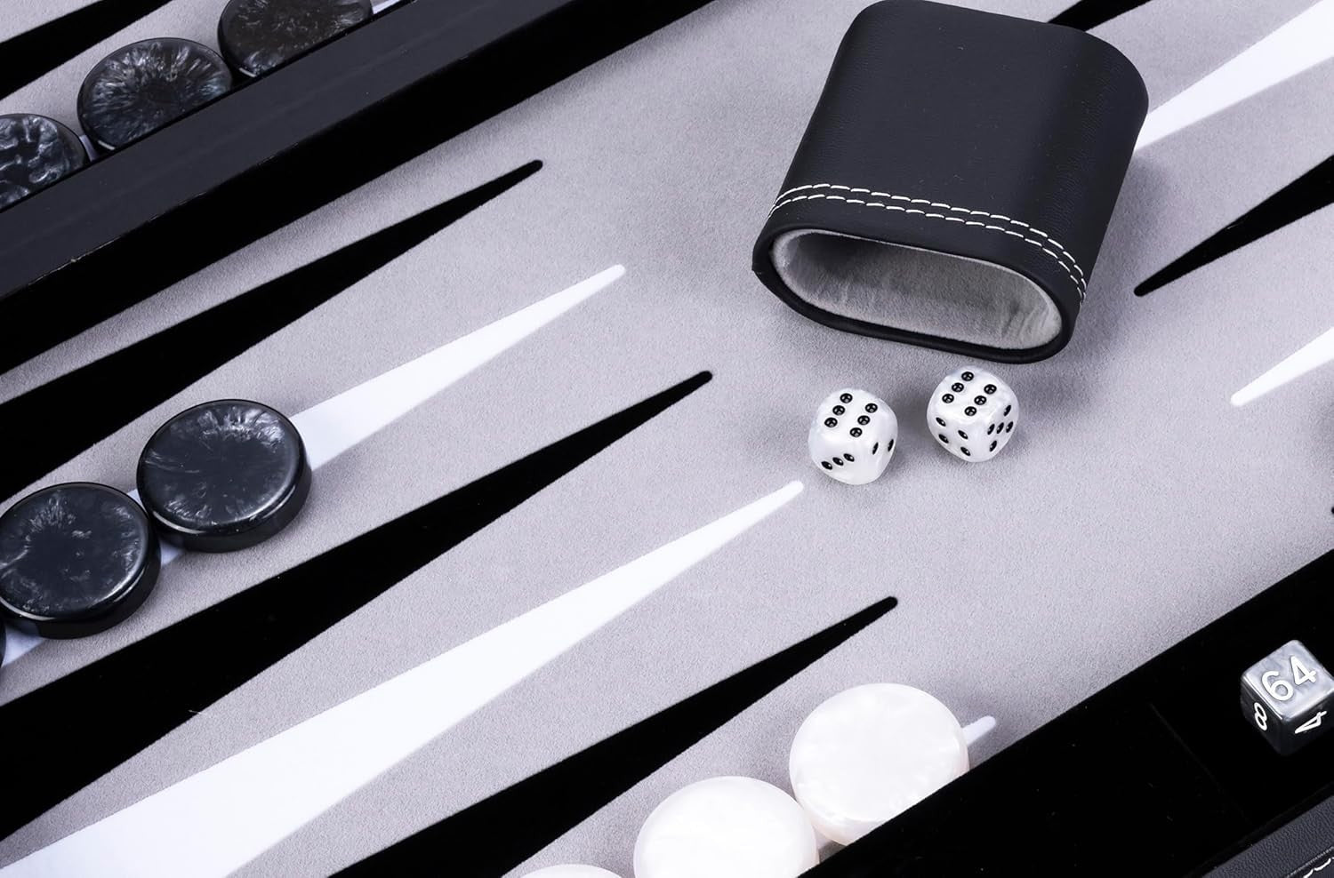 21 Inch Deluxe Backgammon Set Faux Leather Case Interior Dice Cups