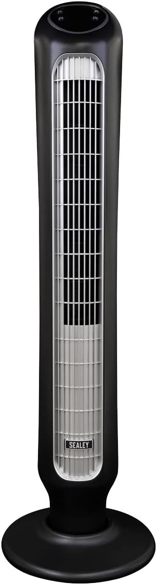 Quiet 43" Tower Fan 5-Speed Oscillating Cooling Air Circulator w/ Remote Silver