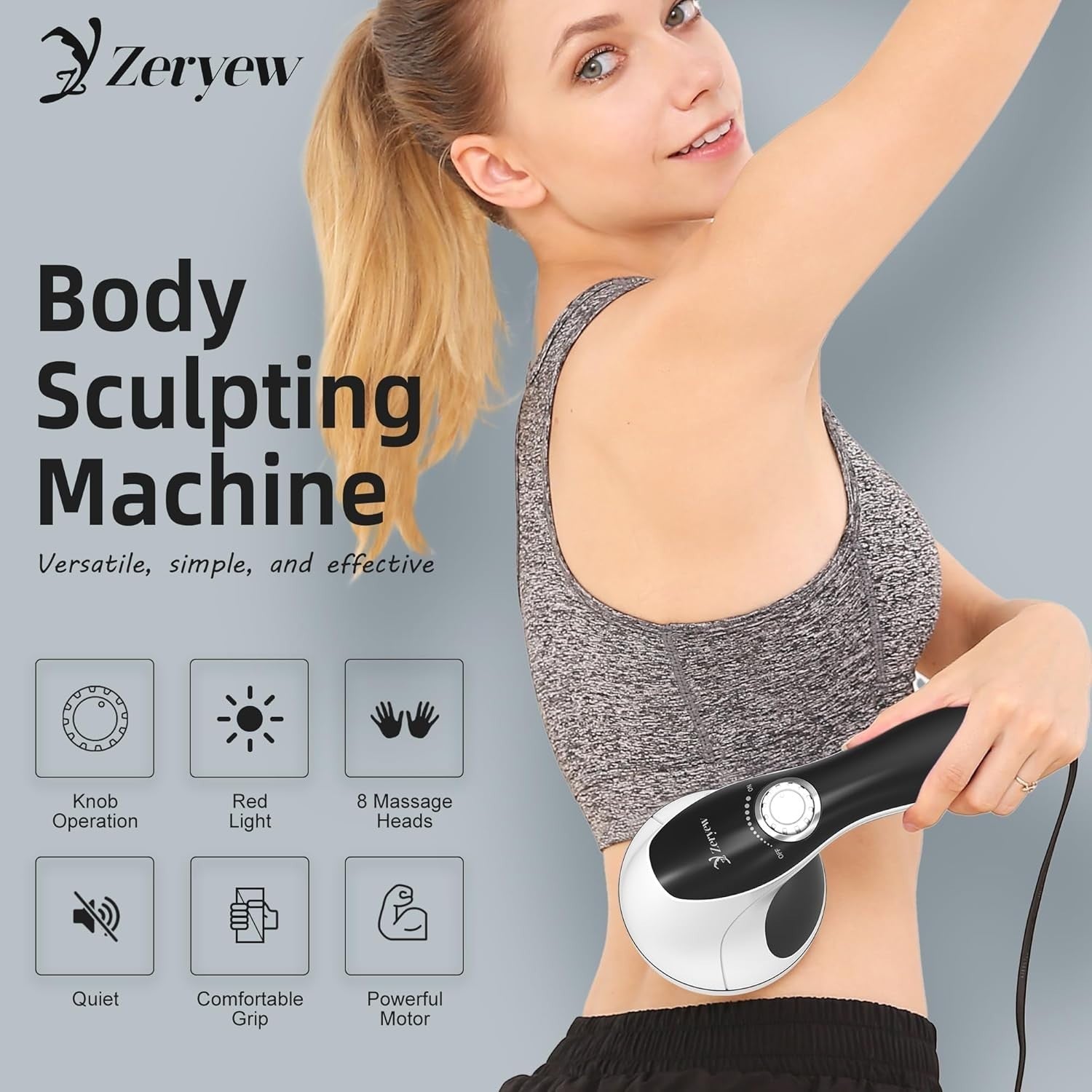 Handheld Cellulite Massager Electric Body Sculpting Fat Burner 8 Massage Heads