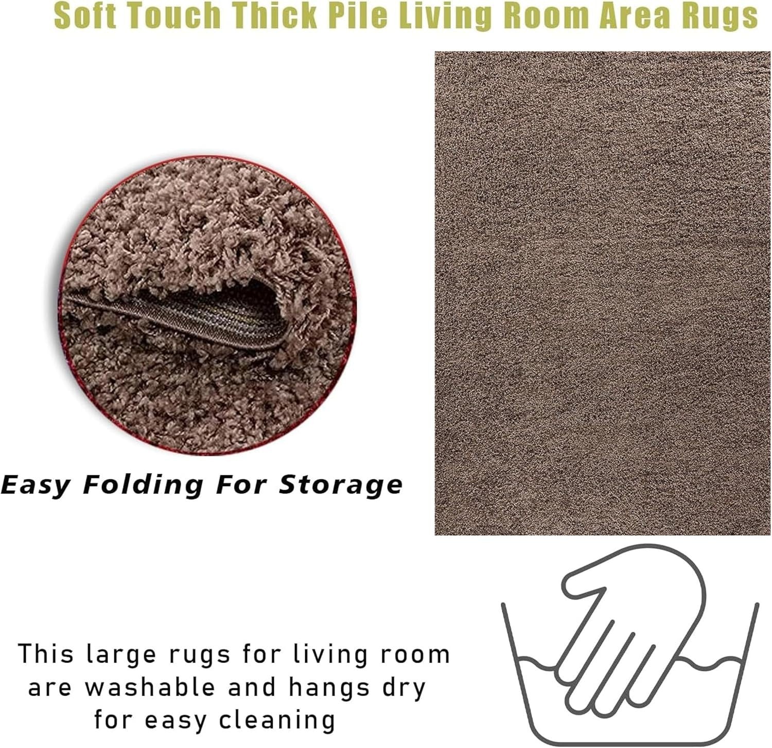 Extra Large Shaggy Rug 160x230cm 5cm Thick Soft High Pile Dark Beige Carpet